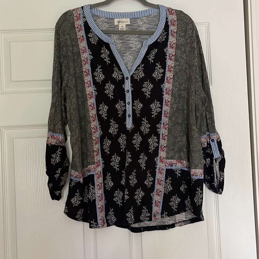 2x Style & Co. Patchwork Blouse